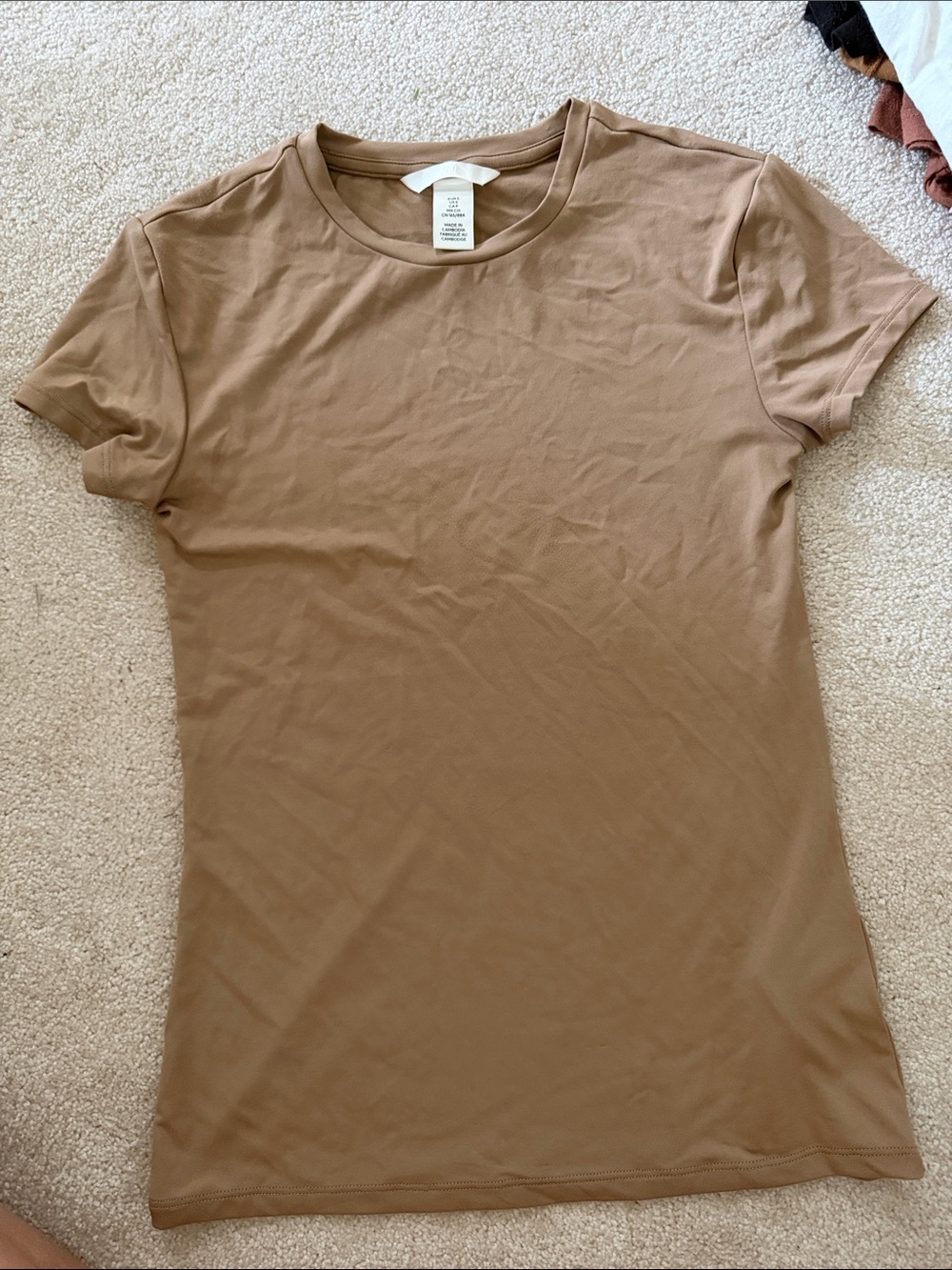 H&M Women's Short Sleeve Crewneck Tee - Light Brown